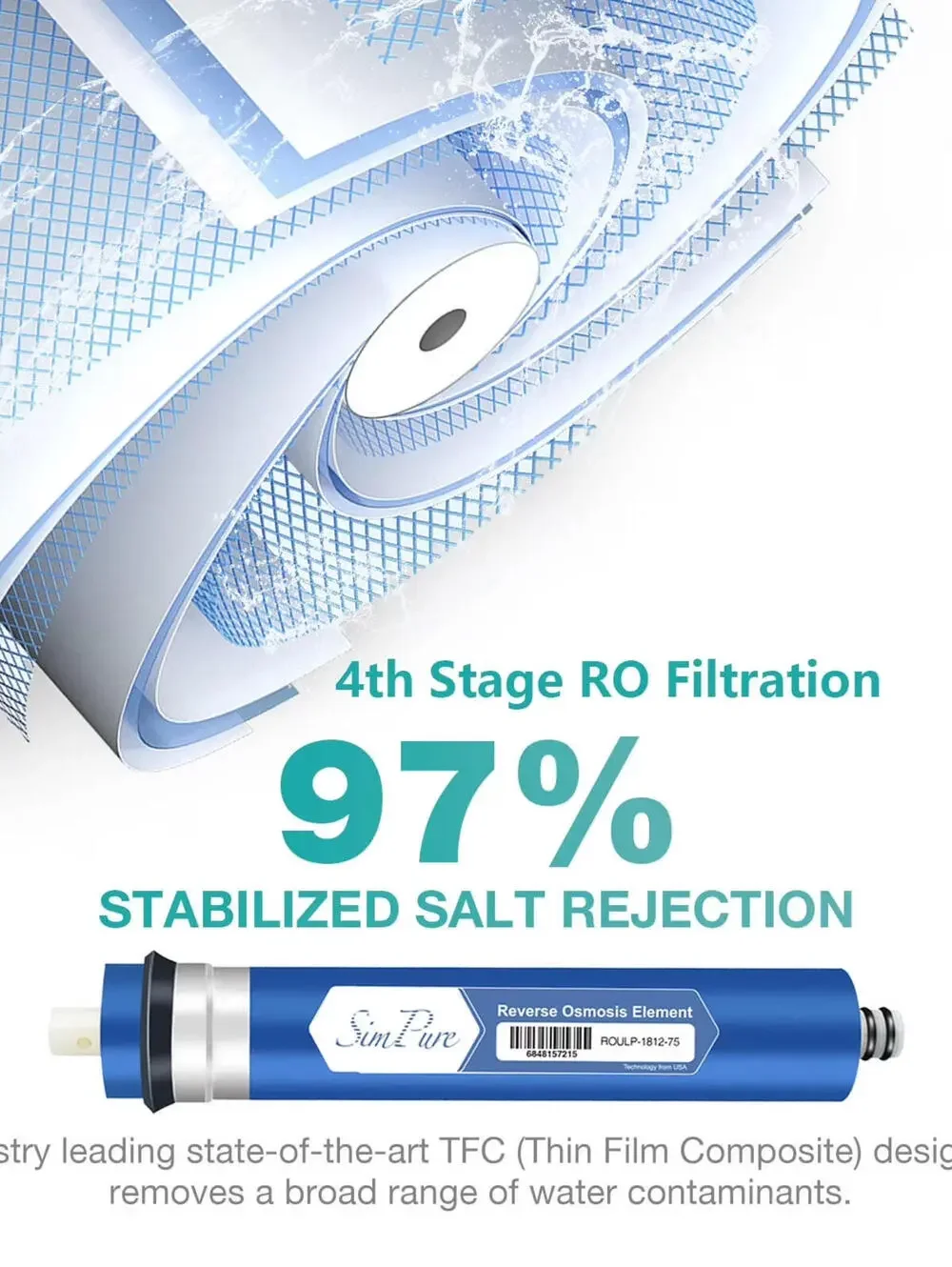 New SimPure 6-Stage Water Filter Kit PP GAC CTO RO T33 ALK + Fittings